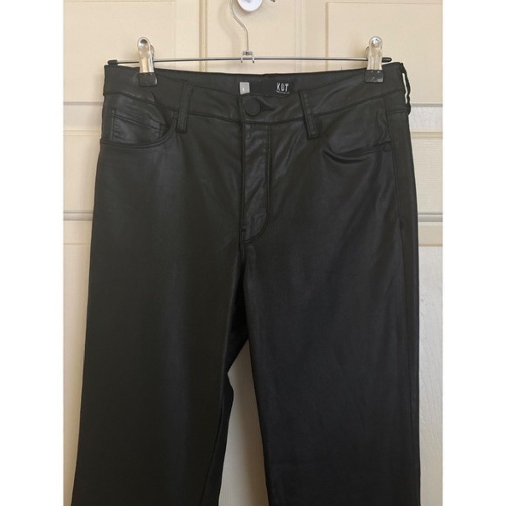 KUT from the Kloth Ana Fab Ab Black Coated High Rise Flare Jeans Size 6 - Picture 3 of 7